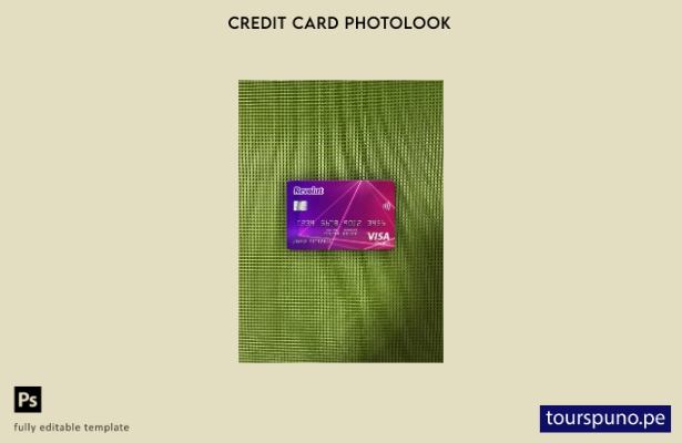 listo para imprimir plantilla frontal de aspecto fotográfico de tarjeta visa Rev